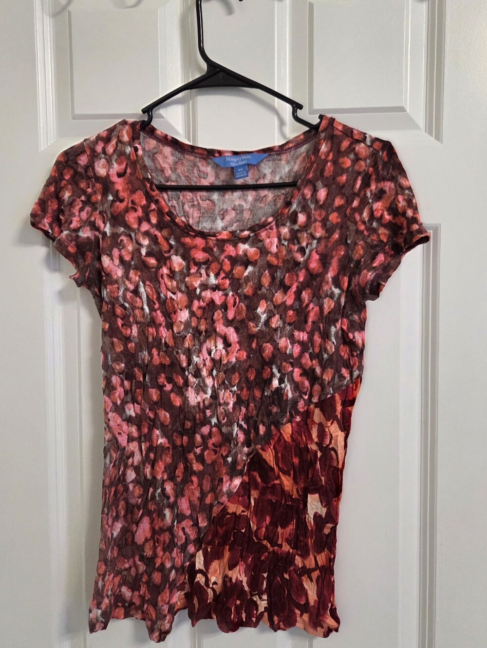 Simply Vera Vera Wang Orange Leopard Print Top